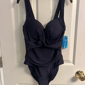 NWT-Elegant Wave Zone Blue Women's One-Piece Swimsuit
